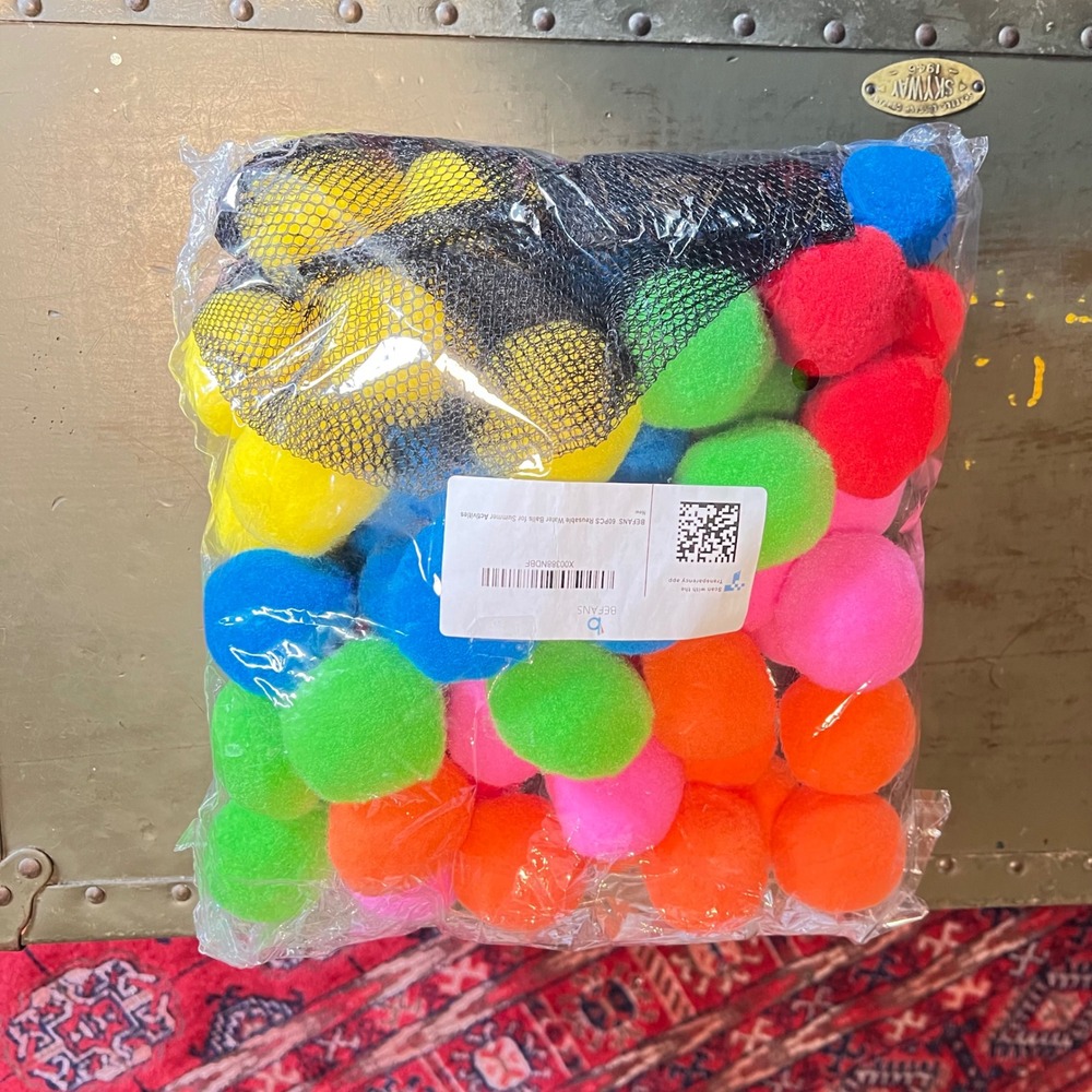 BEFANS 60PCS Reusable Water Balls Neon Splash Soaker Balls with Mesh Bag